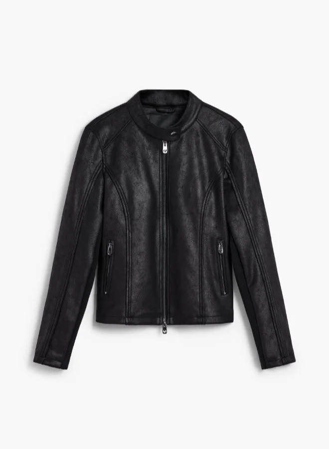 Desigual Black Mandarin Collar Jacket for Women | Best Price UAE